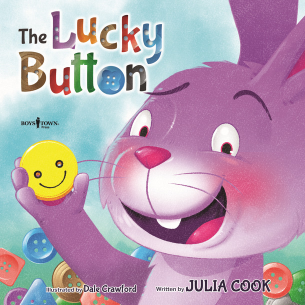 Rabbit holding a lucky button