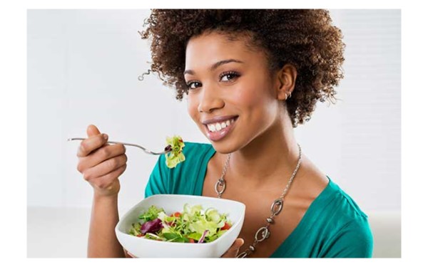 Woman eating a salad