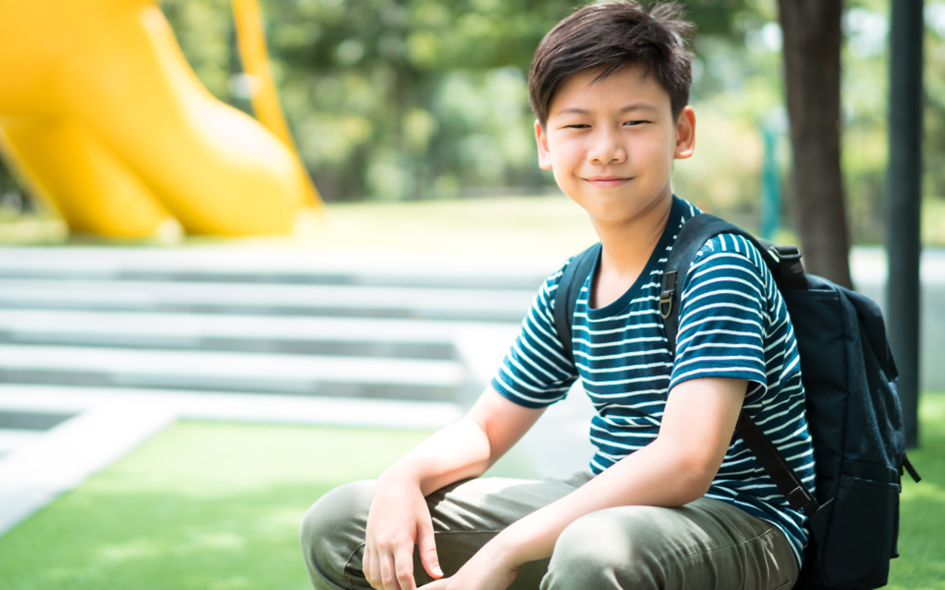 Student posing in front of camera