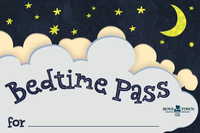 bedtime pass card